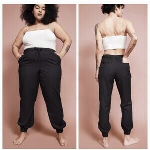 Wildfang Empower Drawstring Jogger Easy Pull On Pants Black Size Medium Casual